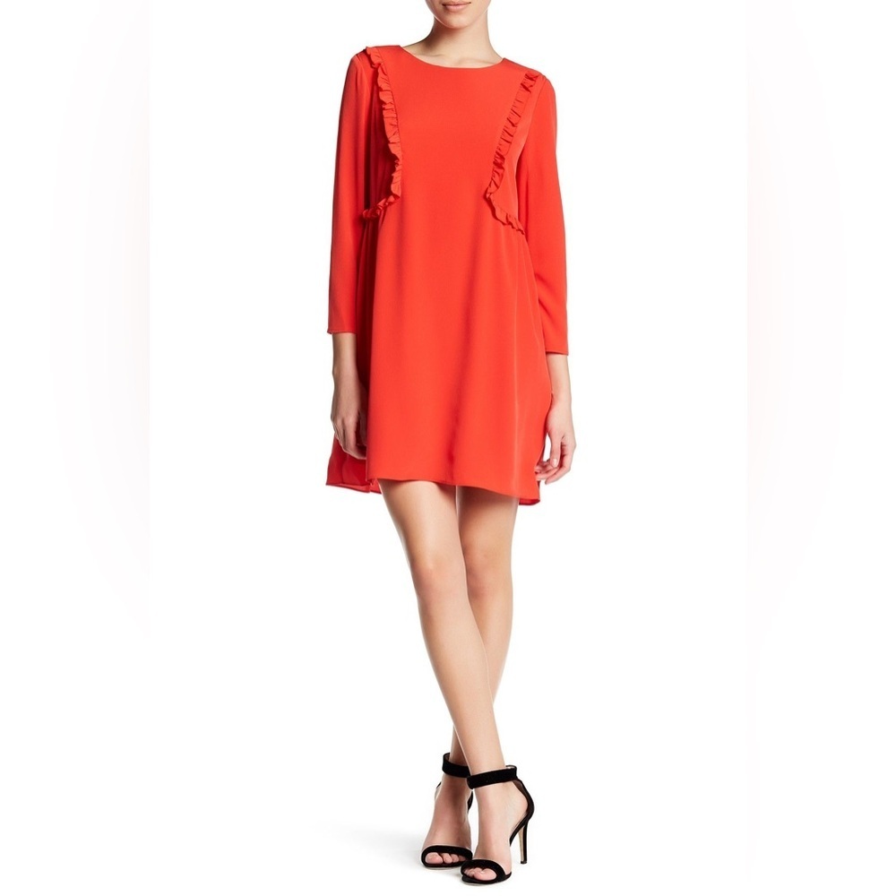 CeCe By Cynthia Steffe | Carly 3/4 Sleeve Ruffle Front Dress